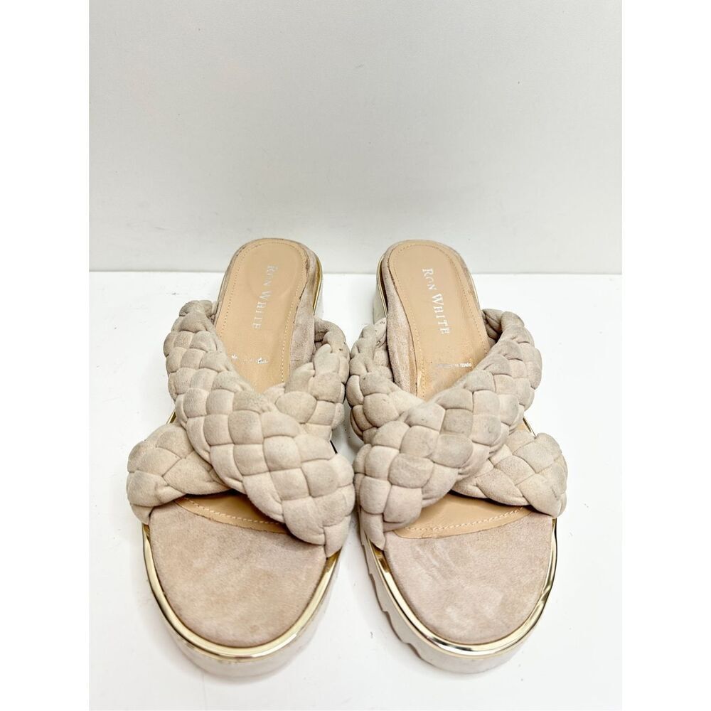 Ron White Sandals Braided Womens Size 8US Crisscross Suede Slide - Picture 6 of 10
